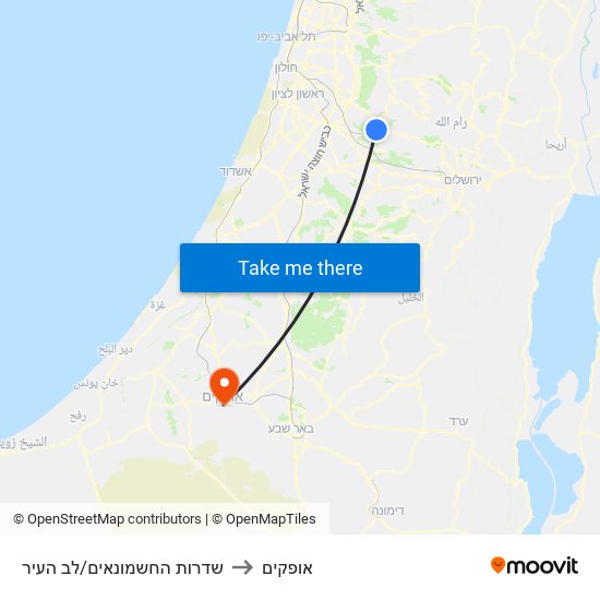 שדרות החשמונאים/לב העיר to אופקים map