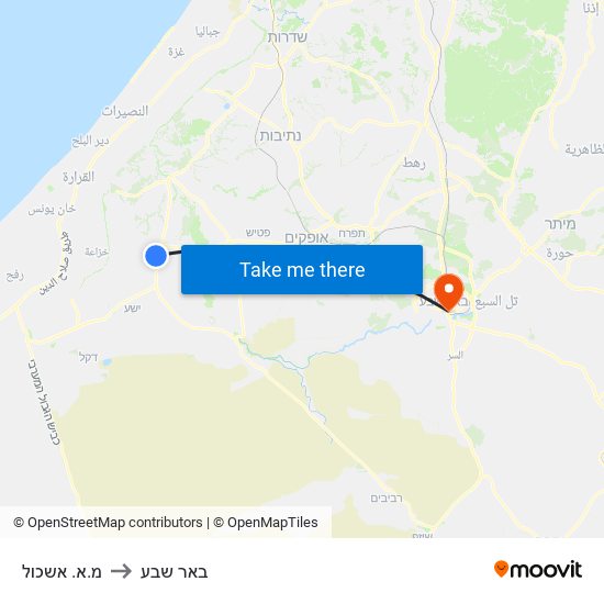 מ.א. אשכול to באר שבע map