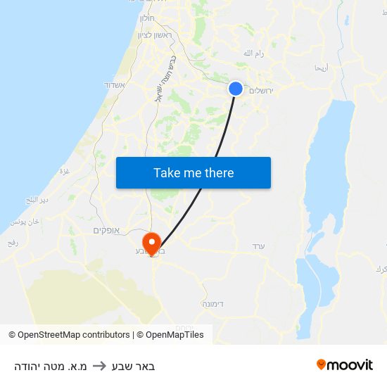 מ.א. מטה יהודה to באר שבע map