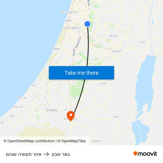 אזור תעשיה שוהם to באר שבע map