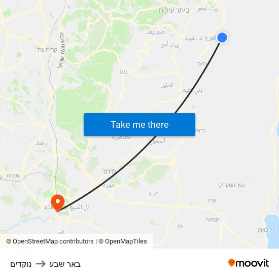 נוקדים to באר שבע map