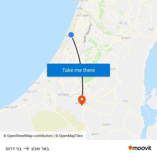 בני דרום to באר שבע map