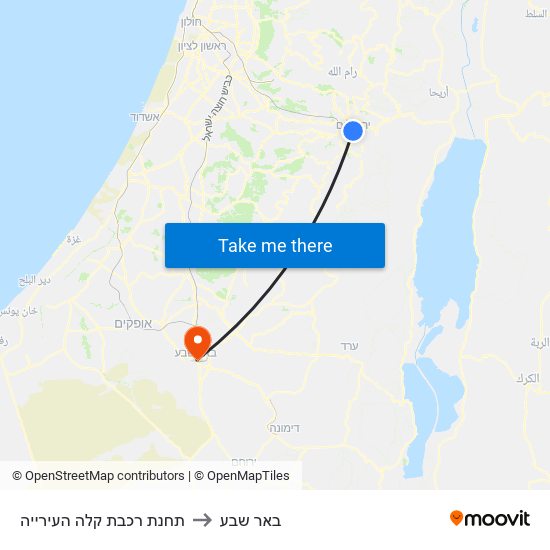 תחנת רכבת קלה העירייה to באר שבע map