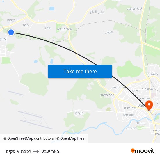 רכבת אופקים to באר שבע map