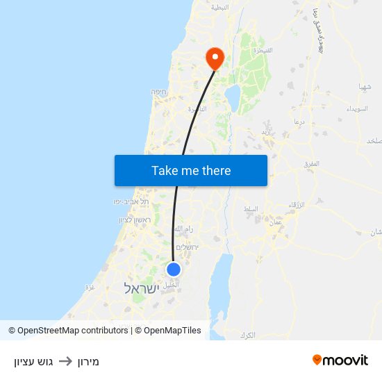 גוש עציון to מירון map