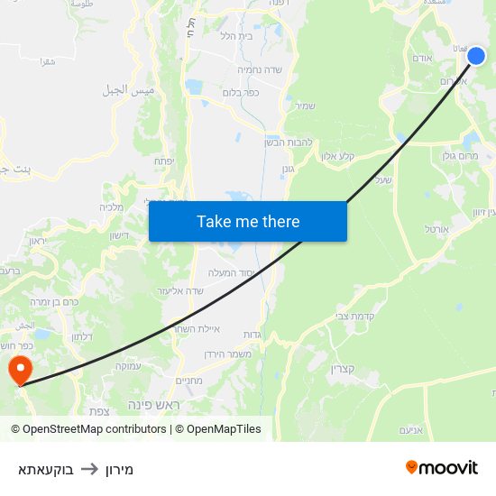 בוקעאתא to מירון map