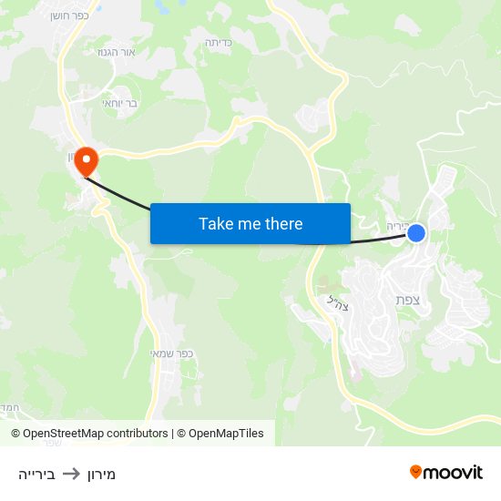 בירייה to מירון map