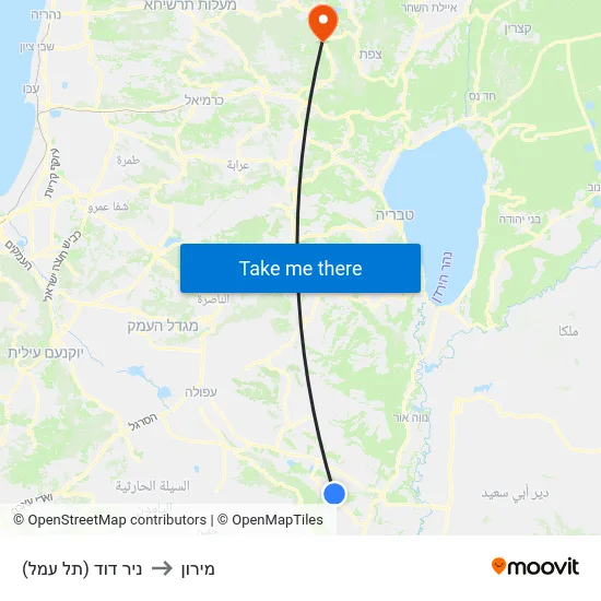 ניר דוד (תל עמל) to מירון map