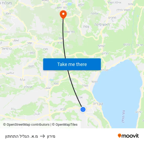 מ.א. הגליל התחתון to מירון map