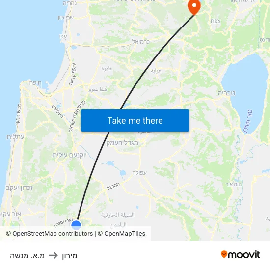 מ.א. מנשה to מירון map