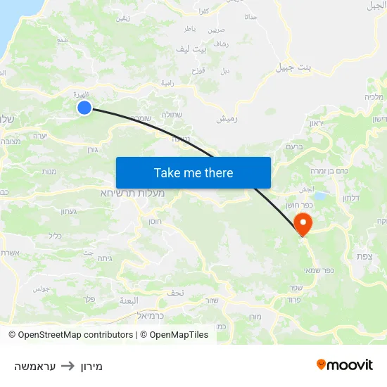 עראמשה to מירון map