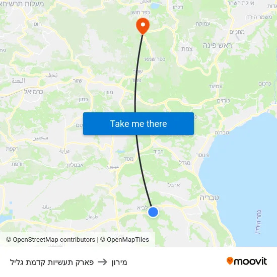 פארק תעשיות קדמת גליל to מירון map