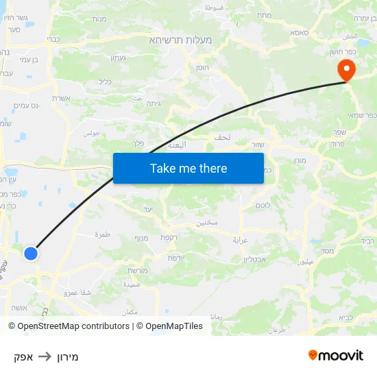 אפק to מירון map