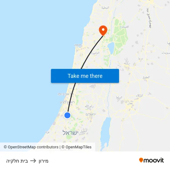 בית חלקיה to מירון map