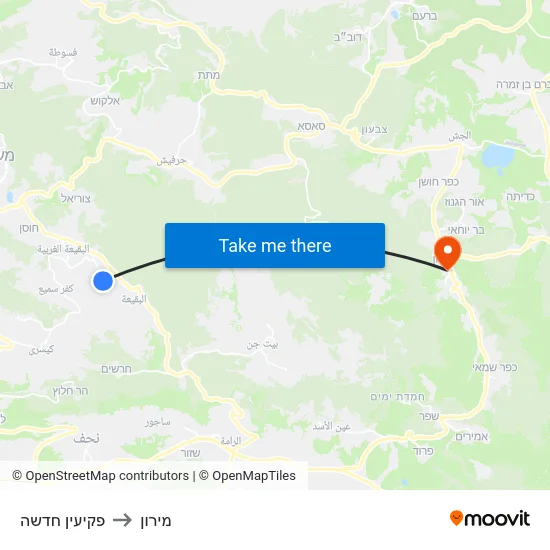 פקיעין חדשה to מירון map