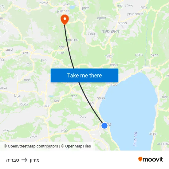טבריה to מירון map