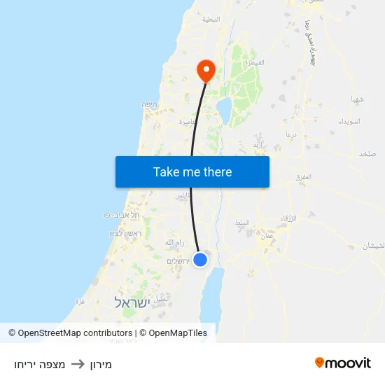 מצפה יריחו to מירון map