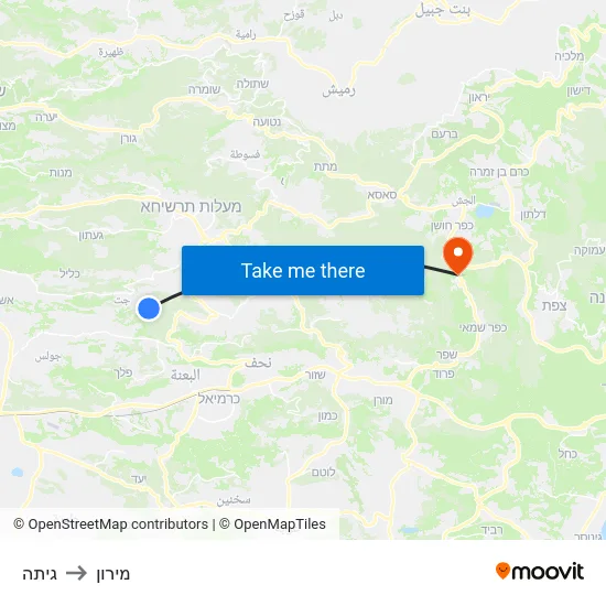 גיתה to מירון map