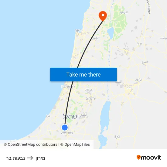 גבעות בר to מירון map