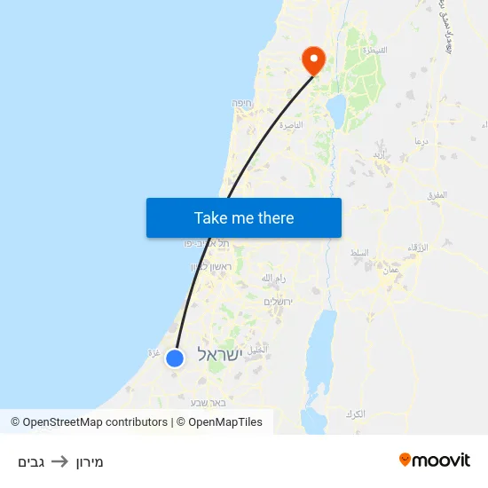 גבים to מירון map