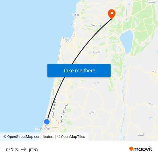 גליל ים to מירון map