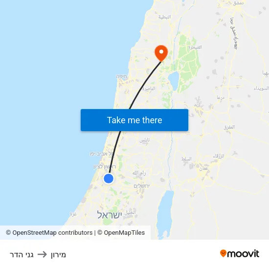 גני הדר to מירון map