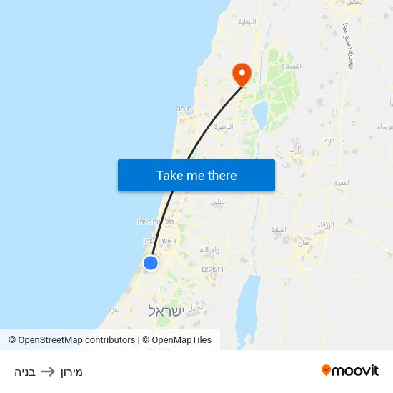 בניה to מירון map