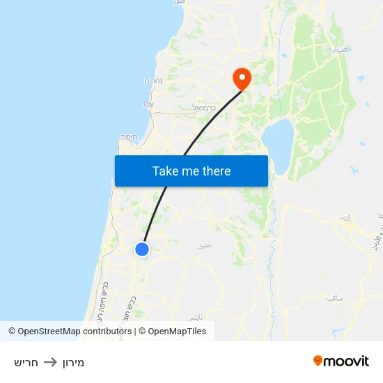 חריש to מירון map