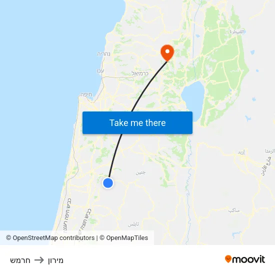 חרמש to מירון map
