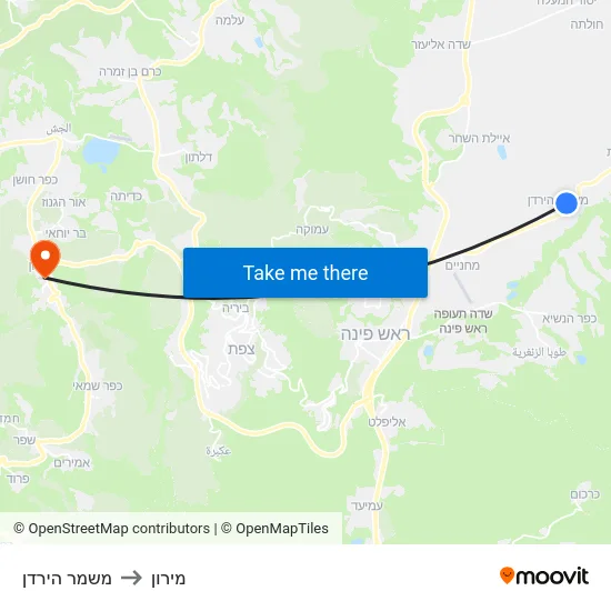 משמר הירדן to מירון map