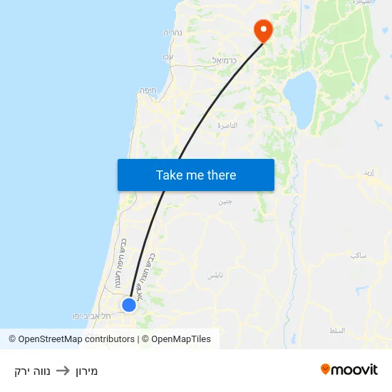 נווה ירק to מירון map
