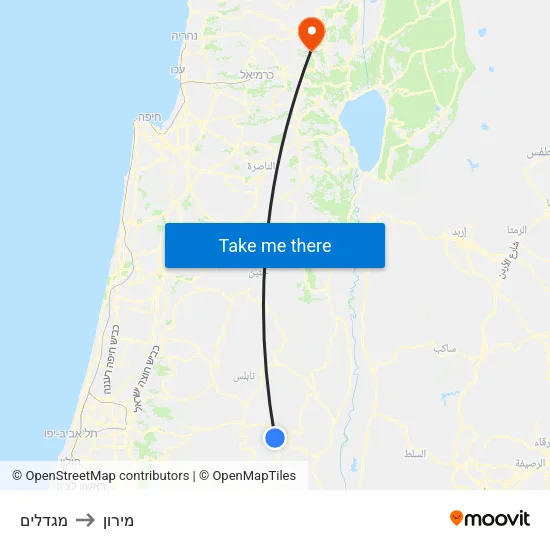 מגדלים to מירון map