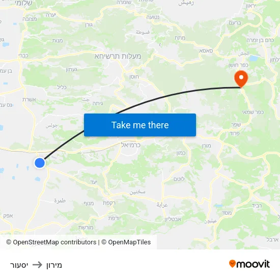 יסעור to מירון map