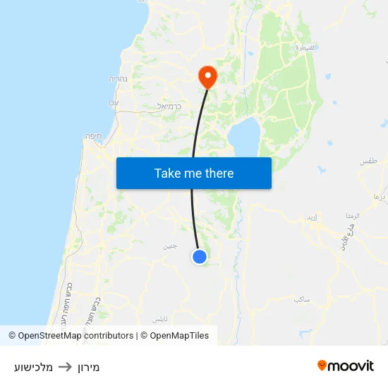 מלכישוע to מירון map