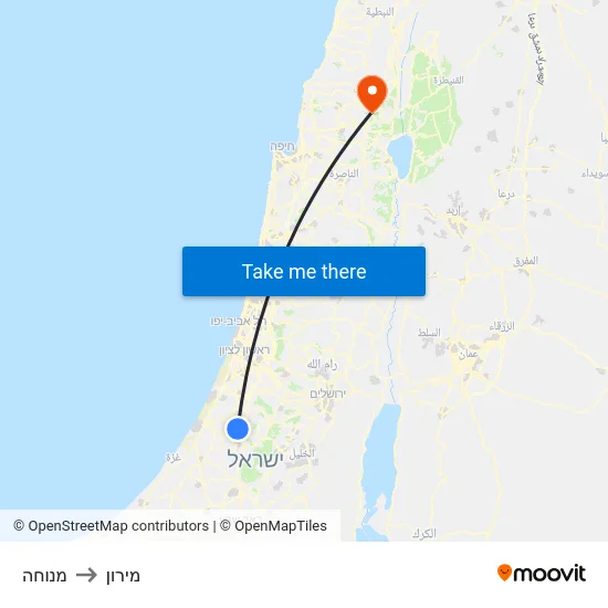 מנוחה to מירון map