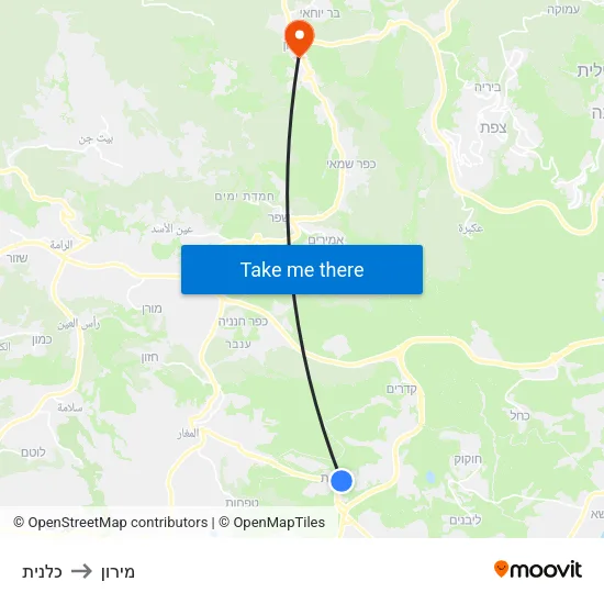 כלנית to מירון map