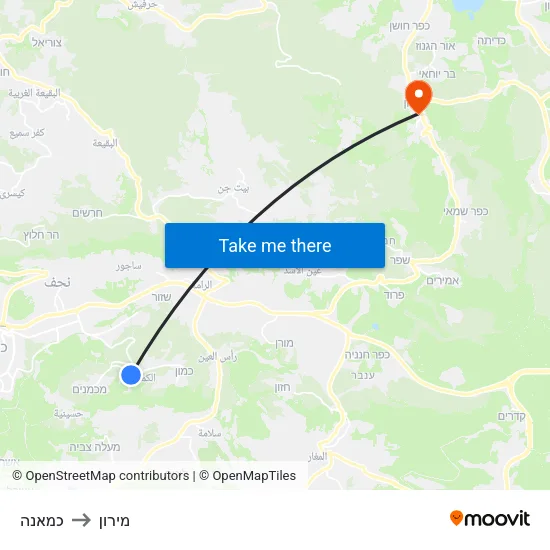 כמאנה to מירון map