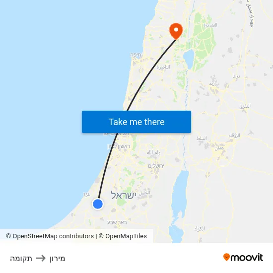 תקומה to מירון map
