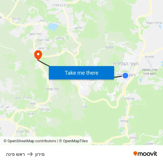 ראש פינה to מירון map