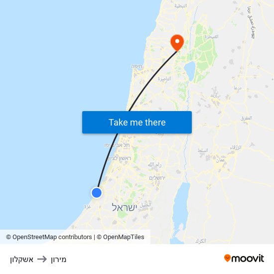 אשקלון to מירון map