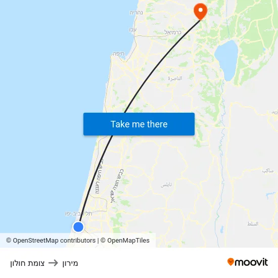 צומת חולון to מירון map