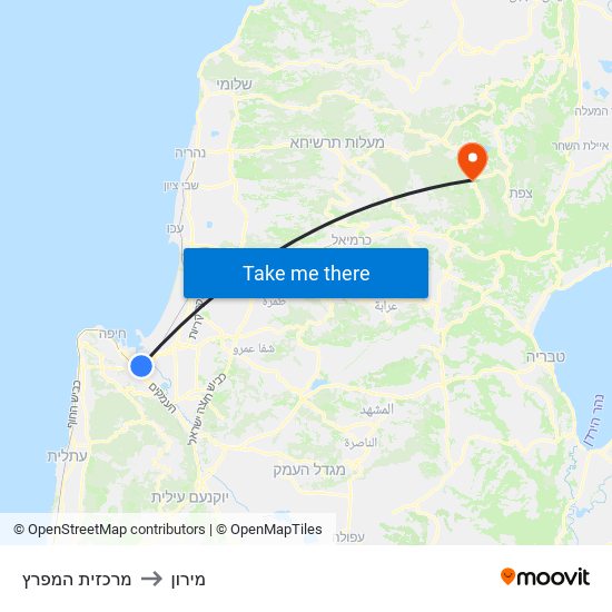 מרכזית המפרץ to מירון map