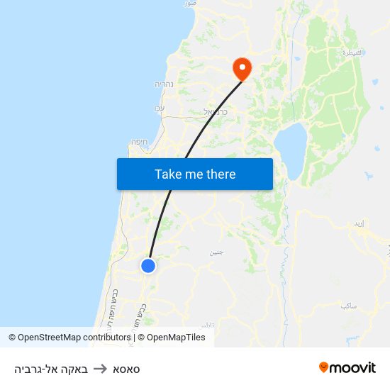 באקה אל-גרביה to סאסא map