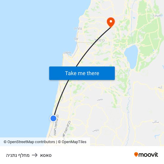 מחלף נתניה to סאסא map