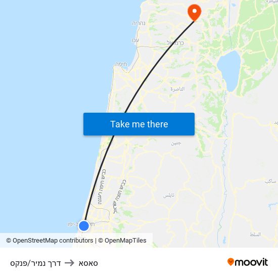 דרך נמיר/פנקס to סאסא map