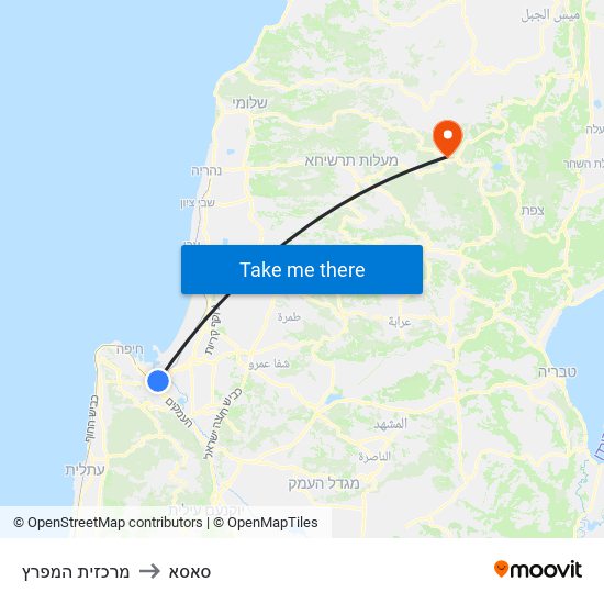 מרכזית המפרץ to סאסא map