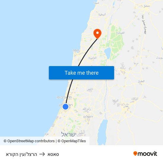 הרצל/עין הקורא to סאסא map