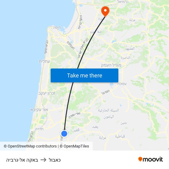 באקה אל-גרביה to כאבול map