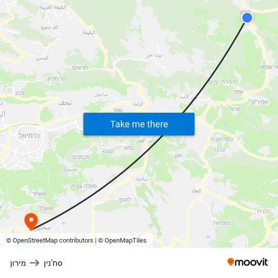 מירון to סח'נין map