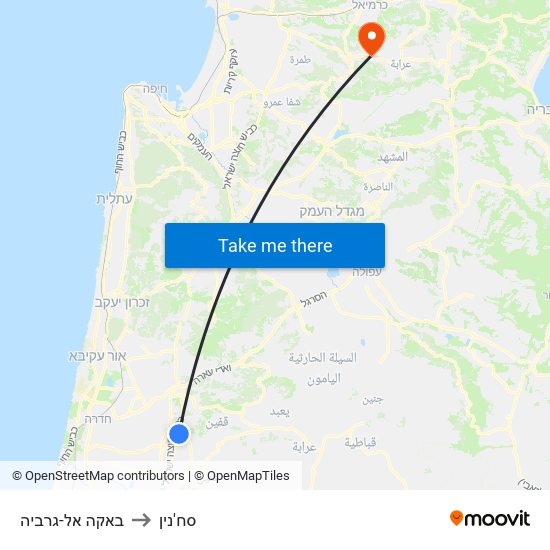 באקה אל-גרביה to סח'נין map